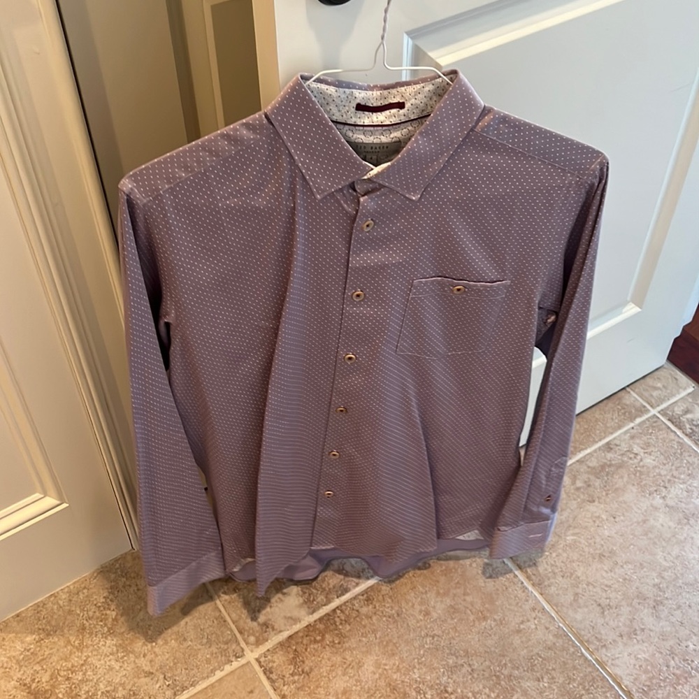 Ted Baker Buttondown Size 4 Purple/Grey